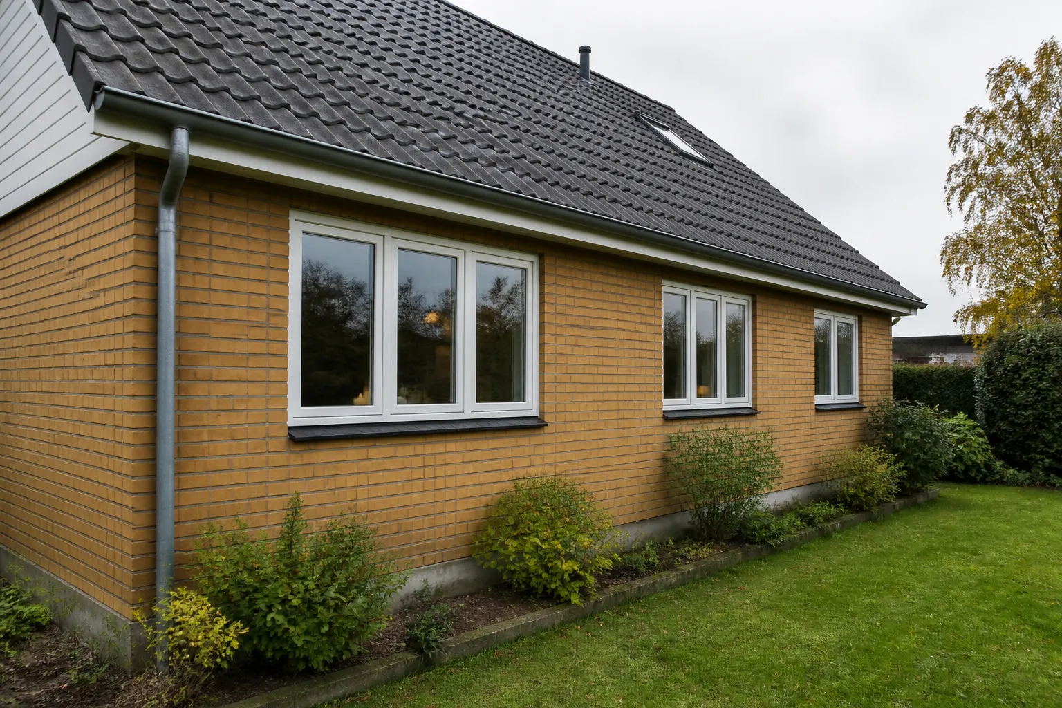 Dansk murstenshus med nye energieffektive vinduer